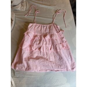Pink Ruffled Sleeveless Top